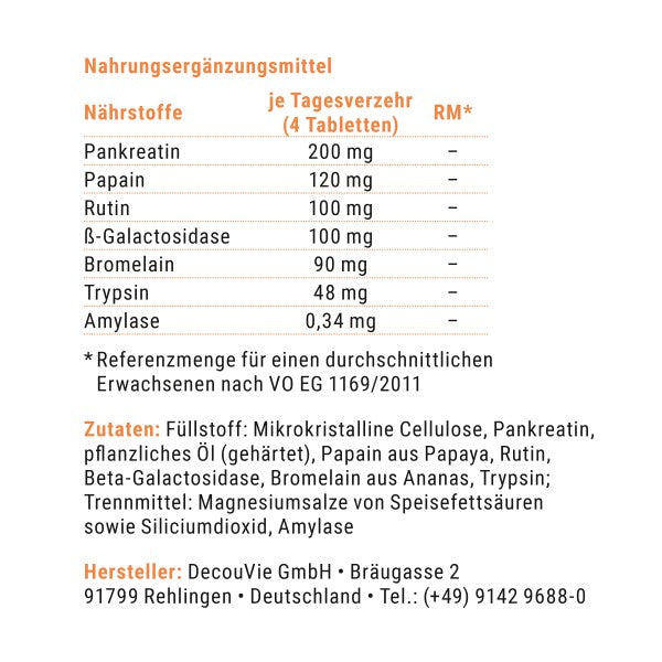 Enzym-Komplex, zur Unterstützung des Stoffwechsels, Immunsystem und Verdauung, 90 Tabletten