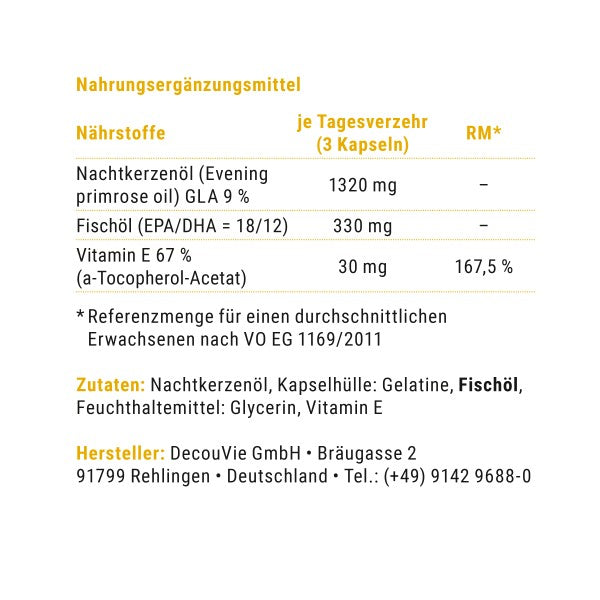 Omega 3 & 6, zur Ergänzung essentieller Fettsäuren, 100 Gel-Kapseln